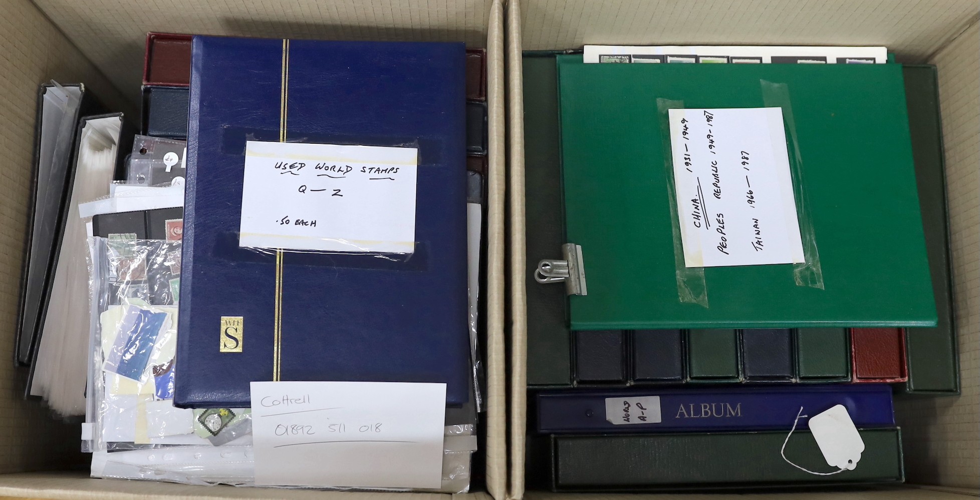 Large collection of world stamps in albums plus loose with Great Britain, British commonwealth, China, 2 boxes